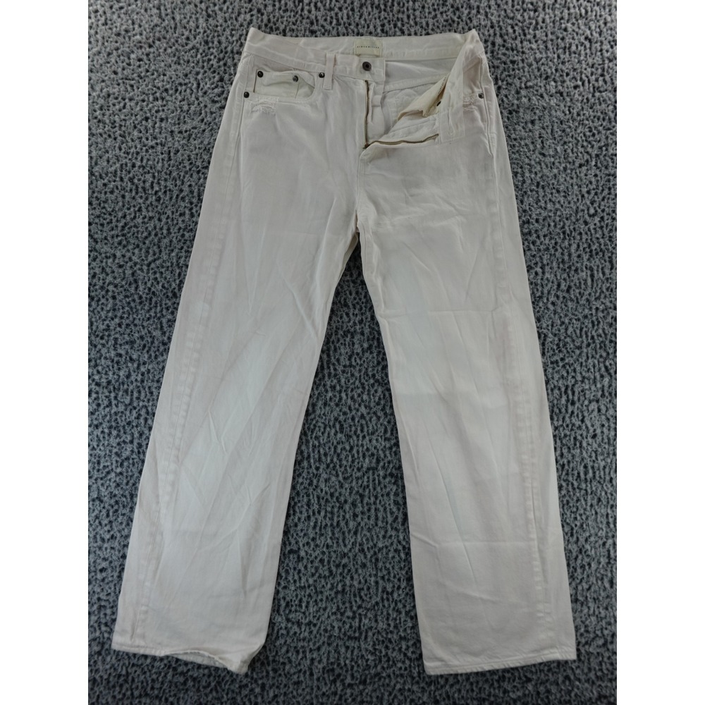 SIMON MILLER White Denim Jeans Straight Leg Distressed Front Pocket Women Sz 29